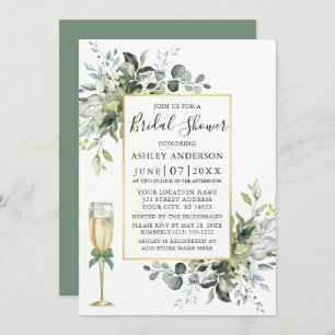 Invitation Aquarelle Vert Verre Sage Vert Douche
