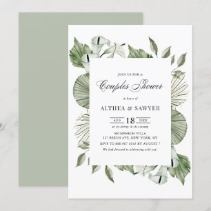 Invitation Aquarelle verte Calla Lily Couples d'été douche