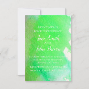 Invitation Aquarelle verte citron vert art moderne mariage bo