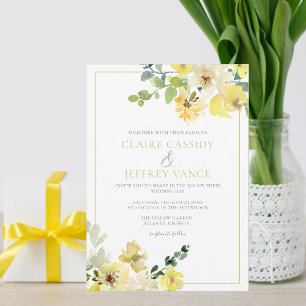 Invitation Aquarelle verte de Sage jaune Mariage d'été