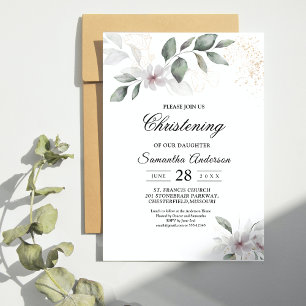 Invitation Aquarelle verte douce Feuille et fleur Or