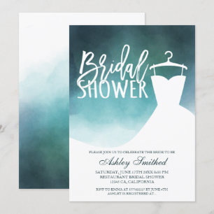 Invitation Aquarelle verte élégante robe chic Douche nuptiale