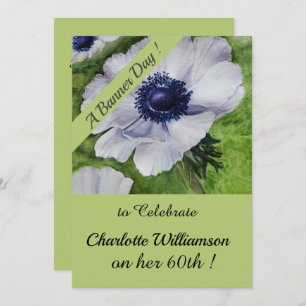 Invitation Aquarelle verte et violette Anniversaire Floral