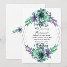 Aquarelle Verte Et Violette Fleur Épouse