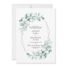 Aquarelle verte Florale Géométrique Mariage élégan
