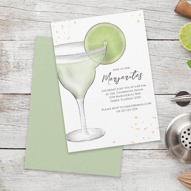Invitation Aquarelle verte Margarita Cocktail personnalisé (Créateur téléchargé)