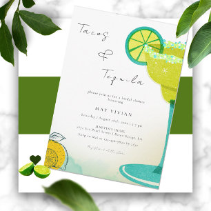 Invitation Aquarelle verte Margarita Lime Fête des mariées