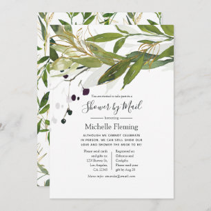Invitation Aquarelle verte nuptiale ou Baby shower par courri