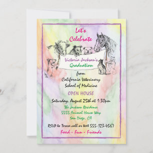 Invitation Aquarelle Vétérinaire Diplôme de l'école