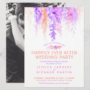 Invitation Aquarelle vignes violet orange après la fête de ma