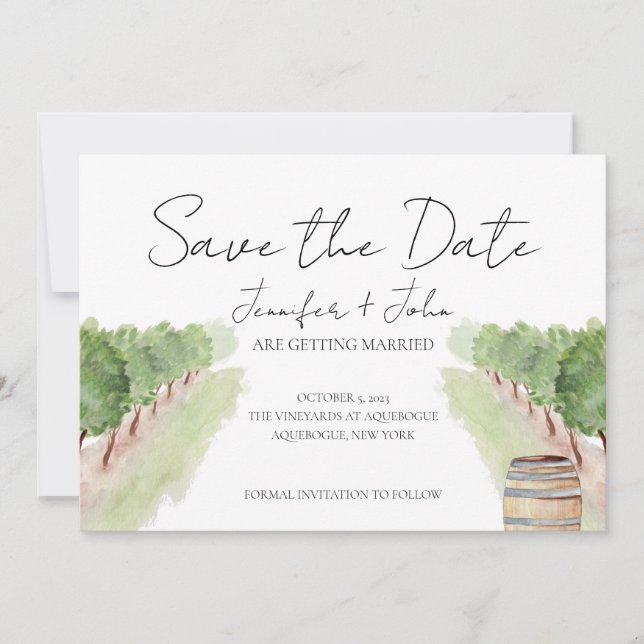 Invitation Aquarelle vignoble Enregistrer la date (Devant)