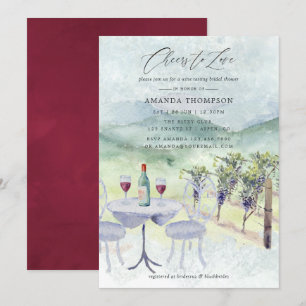 Invitation Aquarelle Vin Dégustation Fête des mariées thémati