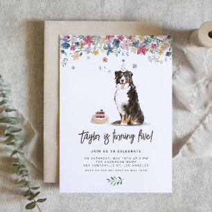 Invitation Aquarelle vintage Bernese Mountain Dog Anniversair