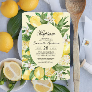 Invitation Aquarelle vintage Cadre de citrons jaunes