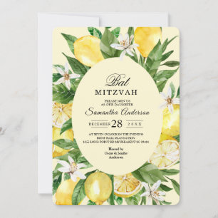 Invitation Aquarelle vintage Cadre de citrons jaunes