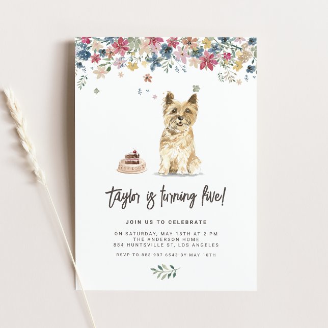 Invitation Aquarelle vintage Cairn Terrier Chien Anniversaire (Celebrate your furry friend’s special day with our charming Cairn Terrier dog birthday invitation.)