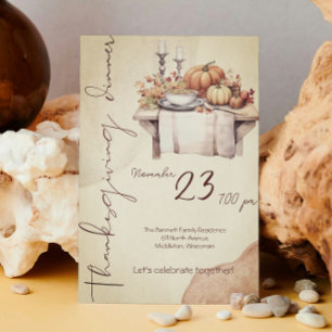 Invitation Aquarelle vintage Citrouille épices Boho Thanksgiv