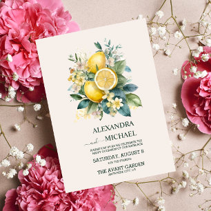 Invitation Aquarelle vintage Mariage d'agrumes d'été