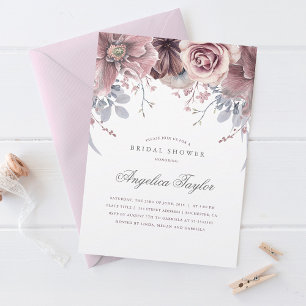Invitation Aquarelle vintage Mauve Fête des mariées florale