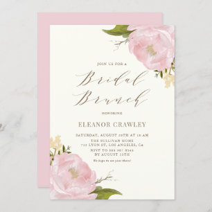Invitation Aquarelle vintage Pink Peonies Brunch nuptial