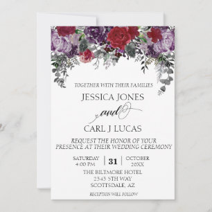 Invitation Aquarelle violet bordeaux Floral Halloween Invit