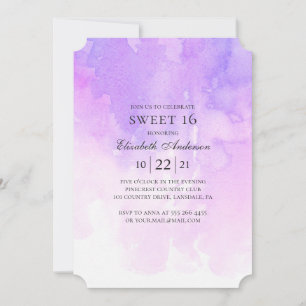 Invitation Aquarelle violet doux 16. Lavande 16e anniversaire