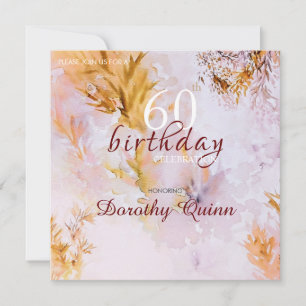 Invitation Aquarelle violet Feuilles d'automne Anniversaire