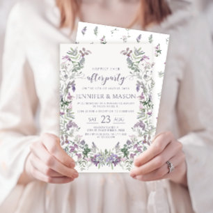 Invitation Aquarelle violet fleuri courre mariage bohème