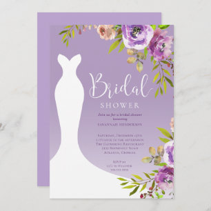 Invitation Aquarelle Violet Floral Bridal Douche