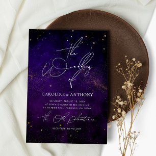 Invitation Aquarelle violet foncé Magique Gold Photo