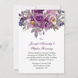 Invitation Aquarelle violet foncé Réception florale uniquemen