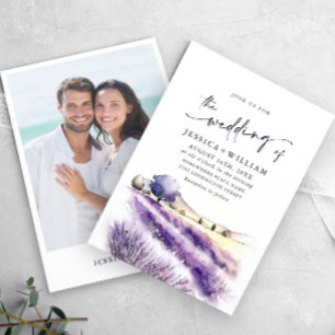 Invitation Aquarelle violet Lavande Mariage photo