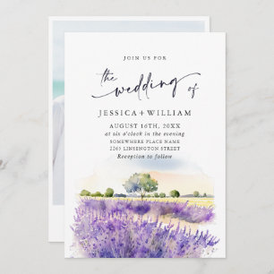 Invitation Aquarelle violet Lavande Mariage photo