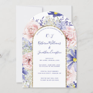 Invitation Aquarelle violet rose Fleur