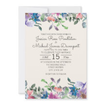 Aquarelle violet rose pâle Jardin Mariage floral