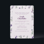 Invitation Aquarelle violet tendance Bat mitzvah floral<br><div class="desc">Aquarelle violet tendance Invitation Bat mitzvah florale</div>