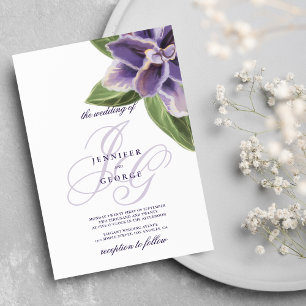 Invitation Aquarelle violet vert lavande orchidée mariage i