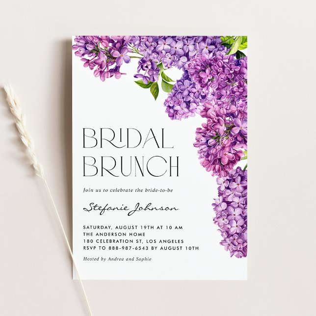 Invitation Aquarelle violette Fleurs Lilac Brunch nuptial (Créateur téléchargé)