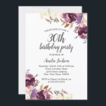 Invitation Aquarelle violette Floral 30e fête d'anniversaire<br><div class="desc">Plus joli Invitations Florales Anniversaire dans le Little Bayleigh Store!</div>