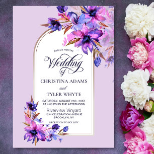 Invitation Aquarelle violette Floral Lavender Arch Mariage