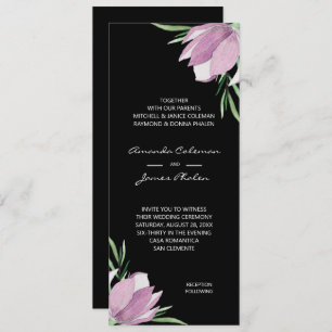 Invitation Aquarelle violette Florale Mariage noir