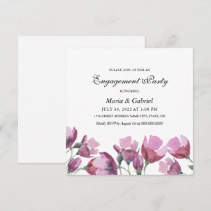 Invitation Aquarelle violette Flower. Fête de fiançailles flo