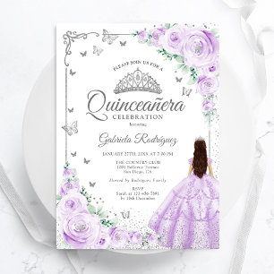 Invitation Aquarelle violette lavande Quinceanera
