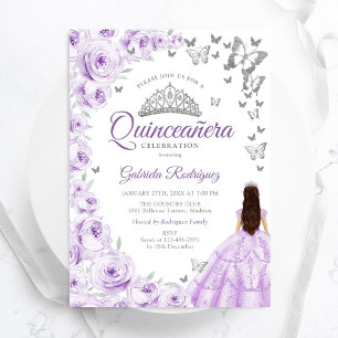 Invitation Aquarelle violette Lilac Quinceanera
