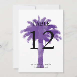 Invitation Aquarelle violette Serene Palm Tree   Numéro de ta