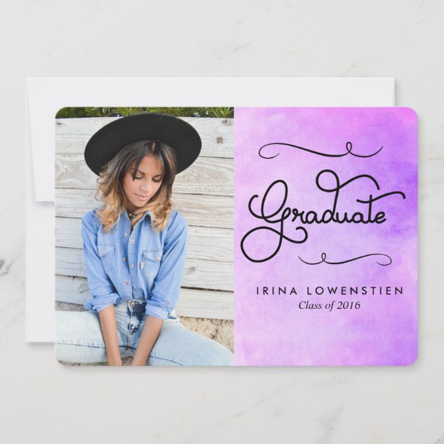 Invitation Aquarelle violette Typographie moderne (Devant)