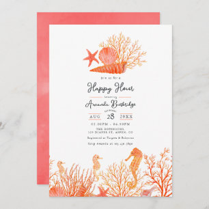 Invitation Aquarelle Vivante Corail sous la mer Bonne heure