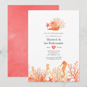 Invitation Aquarelle Vivante Coral Beach Bridesmaitres Déjeun