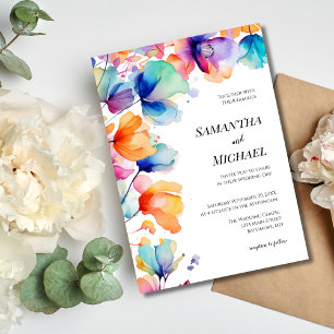 Invitation Aquarelle vive Florale Moderne Mariage élégant