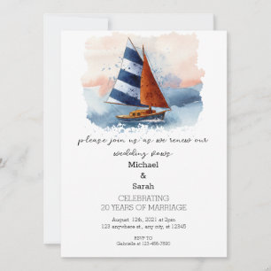 Invitation Aquarelle Voilier Mariage Vow Renouvellement